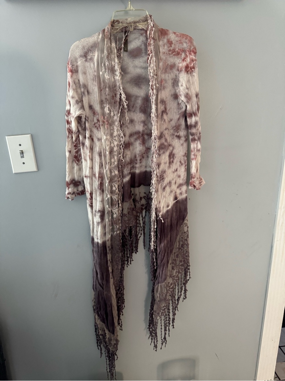 XCVI crotchet long cover up shawl sweater cardigan extra small